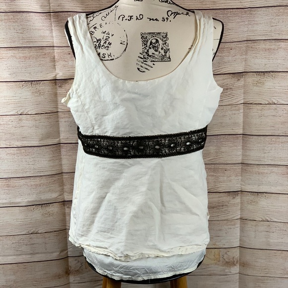 Ann Taylor Loft Tank Top Black Lace Middle Band - Picture 2 of 5